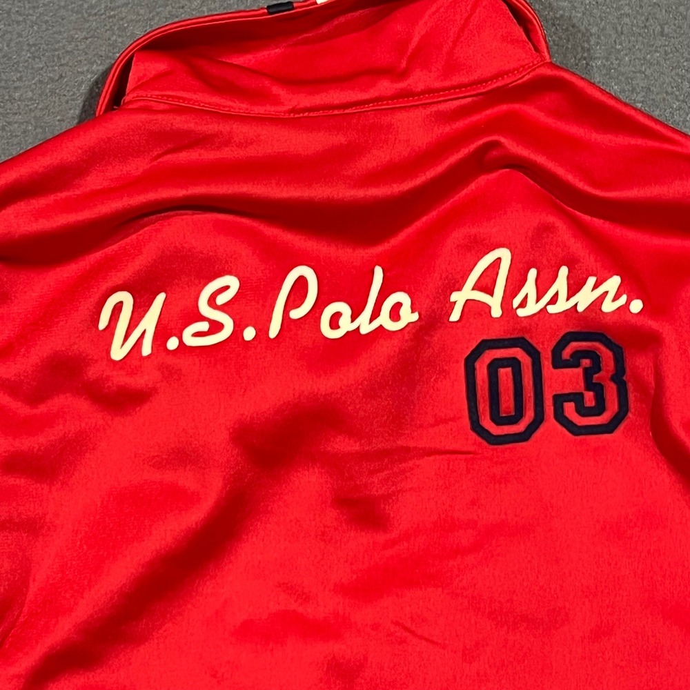Unique Rare US Polo Assn Kids Red Track Jacket Full Zip Size‎ M Preppy Sporty